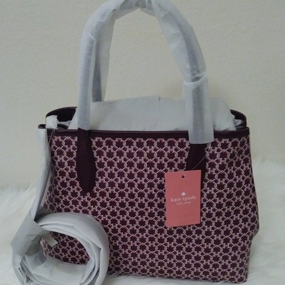 Kate Spade Link Zip Tote Pink Burgundy Saffiano PV - Picture 7 of 16